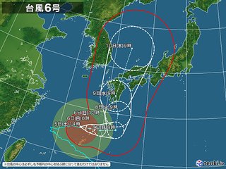 台風６号の予想進路、なんだこれｗｗｗｗ  