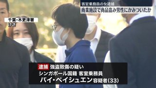 商業施設でバスタオルなど盗み男性にかみついたか　客室乗務員の女を逮捕　千葉・成田市