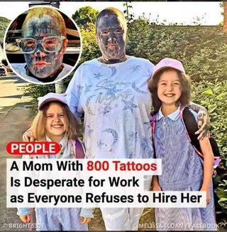 頭からつま先まで全身に“800個ものタトゥー”を彫った7児のママが話題に…就職も免許取得も困難