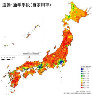 通勤・通学手段に自家用車　全国の利用率