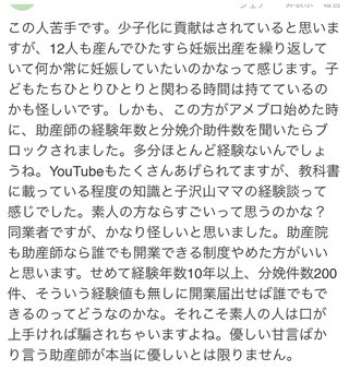 12人産んだ助産師HISAKOさんの子育てブログ、チャンネル感想欄
