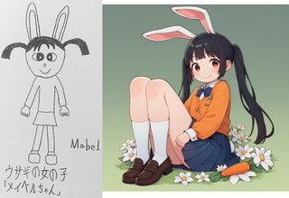 【アンケート】ウサギの女の子「メイベルちゃん」vsAI版「メイベルちゃん」、どっちがかわいい！？
