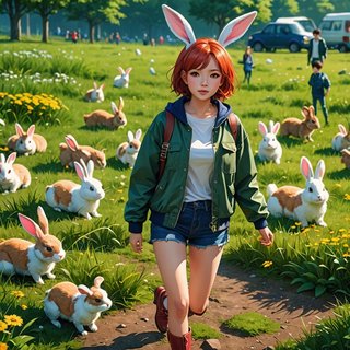 【画像あり】ウサギの女の子「メイベルちゃん」のAIイラストを作ってみました！