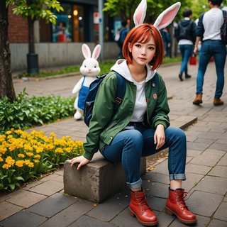 【画像あり】ウサギの女の子「メイベルちゃん」のAIイラストを作ってみました！