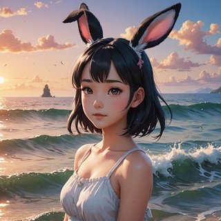 【画像あり】ウサギの女の子「メイベルちゃん」のAIイラストを作ってみました！