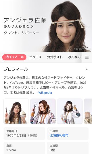 大食いのアンジェラ佐藤さんの年齢ビックリしま