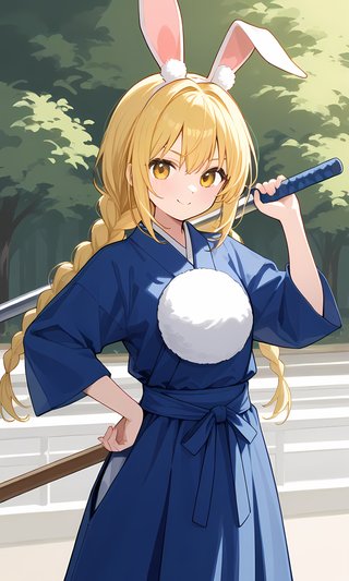 【画像あり】剣道着を着ているウサギの女の子「パシフィカちゃん」のAIイラスト