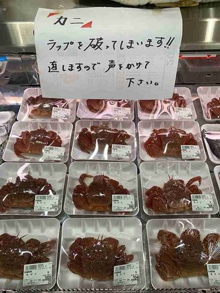 毛ガニを仕入れた鮮魚店　売り場に用意した『貼り紙』に「笑いました」「いい注意書き」