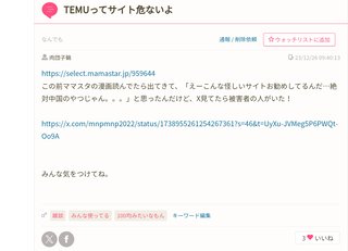 TEMUってサイト危ないよ