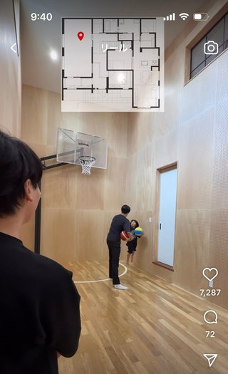 家の前でバスケやらせてるやつ。