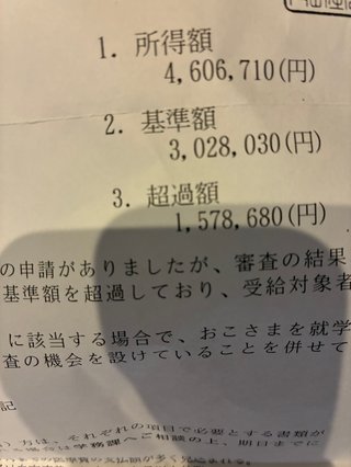 就学援助落ちたけど