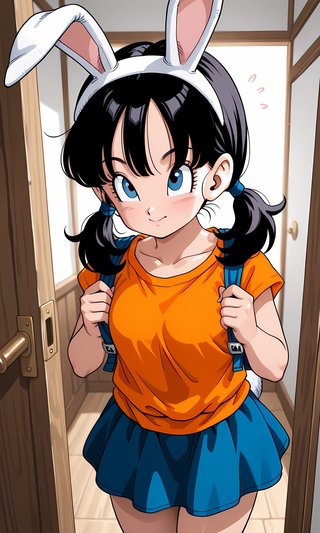 【AI画像】ウサギの女の子「メイベルちゃん」のドラゴンボール（鳥山明）風イラスト