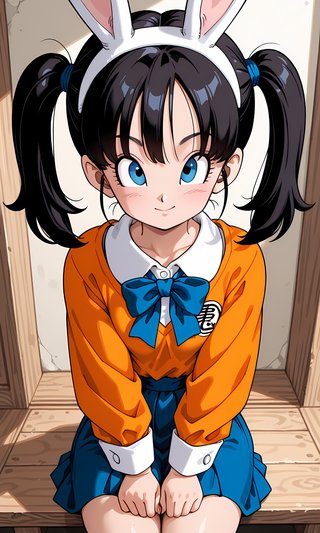 【AI画像】ウサギの女の子「メイベルちゃん」のドラゴンボール（鳥山明）風イラスト