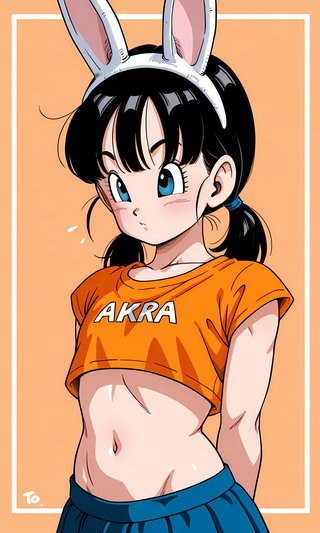 【AI画像】ウサギの女の子「メイベルちゃん」のドラゴンボール（鳥山明）風イラスト