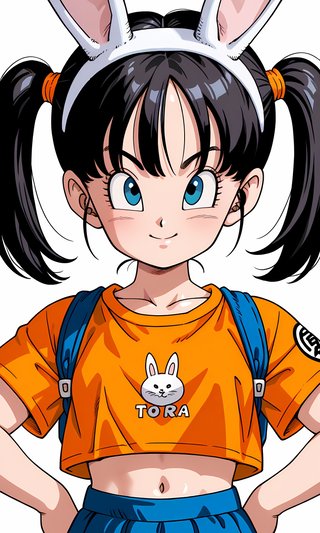 【AI画像】ウサギの女の子「メイベルちゃん」のドラゴンボール（鳥山明）風イラスト