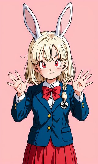 【AI画像】ウサギの女の子「パシフィカちゃん」のドラゴンボール（鳥山明）風イラスト