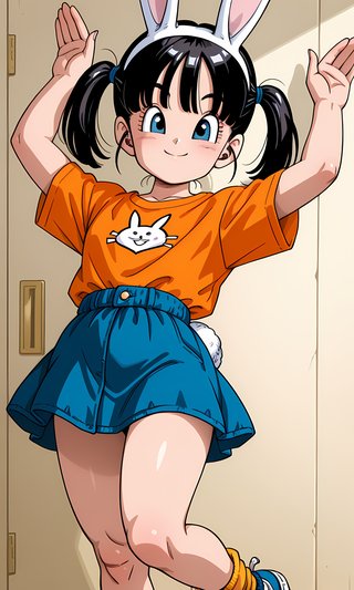 【AI画像】ウサギの女の子「メイベルちゃん」のドラゴンボール（鳥山明）風イラスト