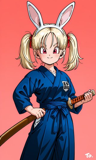 【AI画像】ウサギの女の子「パシフィカちゃん」のドラゴンボール（鳥山明）風イラスト