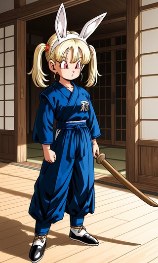 【AI画像】ウサギの女の子「パシフィカちゃん」のドラゴンボール（鳥山明）風イラスト