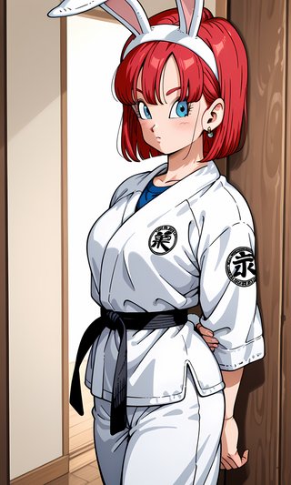 【AI画像】ウサギの女の子「ウェンディちゃん」のドラゴンボール（鳥山明）風イラスト