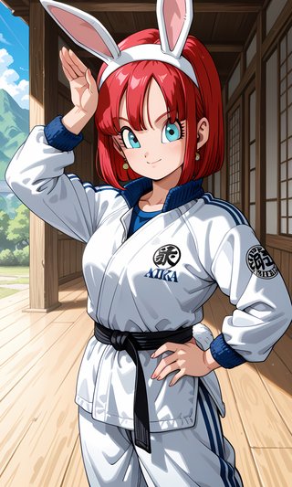 【AI画像】ウサギの女の子「ウェンディちゃん」のドラゴンボール（鳥山明）風イラスト