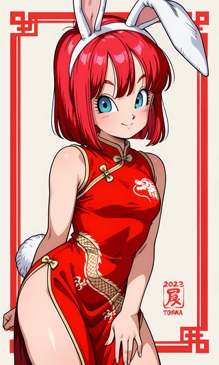 【AI画像】ウサギの女の子「ウェンディちゃん」のドラゴンボール（鳥山明）風イラスト