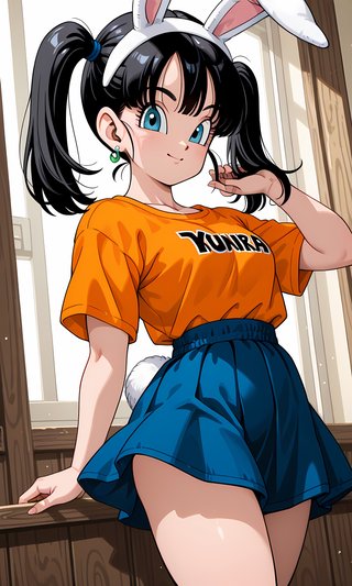 【AI画像】ウサギの女の子「メイベルちゃん」のドラゴンボール（鳥山明）風イラスト