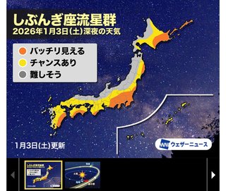 今夜から明日にしぶんぎ座流星群