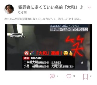何で「大和」という名前は犯罪者に多いのか？