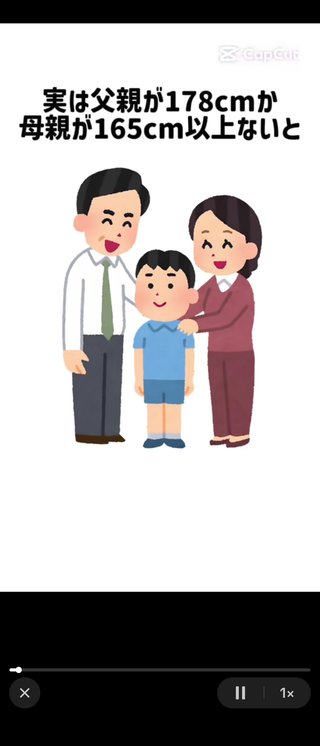 父親の身長１７８センチ以上か母親の身長１６５センチ以上無いと