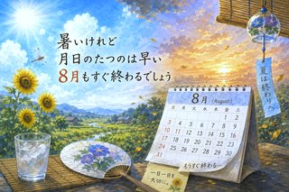 暑いけれど月日のたつのは早い　８月もすぐ終わるでしょう