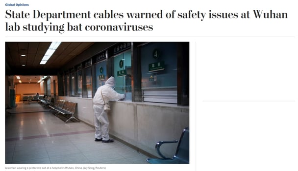 中国、武漢でコロナウイルスの実験を行っていた。米国大使館が2年前に本国に警告