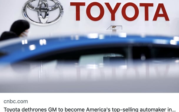 トヨタ、90年間トップだったGMを抜きアメリカで最も売れたメーカーに