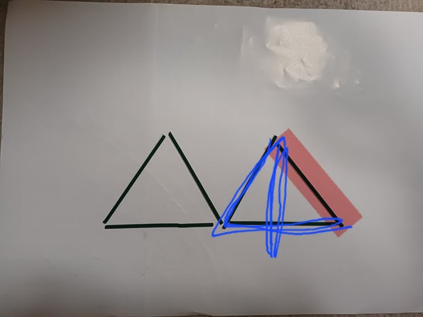 これ、みんな教えて！一本だけ動かして三角形を四つにして